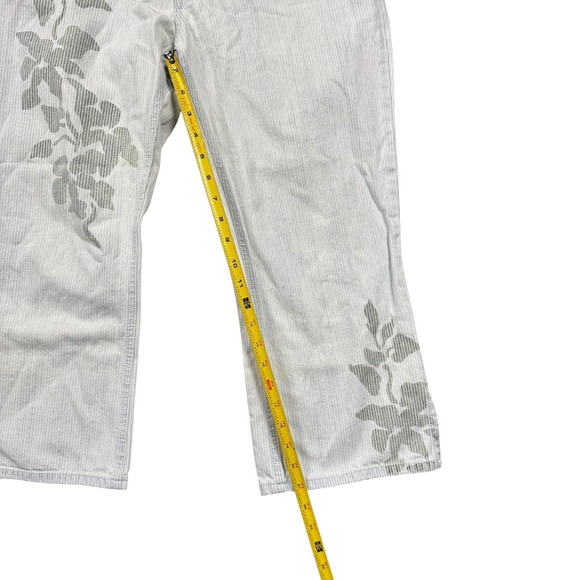 Escada Sport Lisa Womens Jeans IT 40 Blue Striped Floral Print Cropped Bootcut - Picture 9 of 9